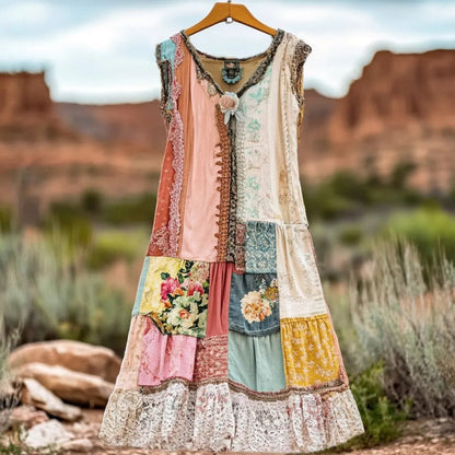 Belle — Vintage Blumenkleid mit V-Ausschnitt