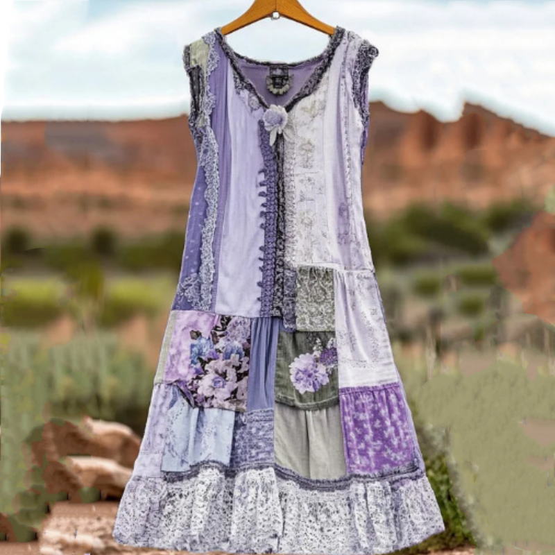 Belle — Vintage Blumenkleid mit V-Ausschnitt
