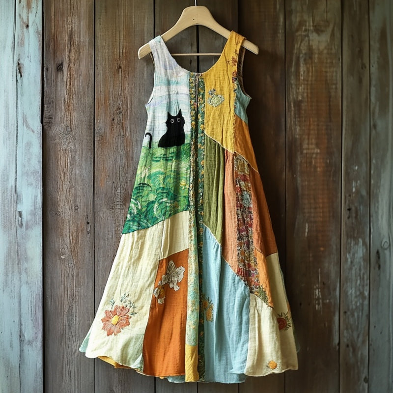 Belle — Vintage Blumenkleid mit V-Ausschnitt