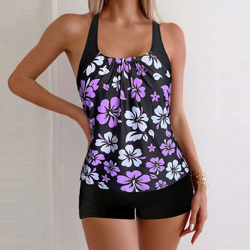 Marbella — Bedruckter Tankini mit Bauchkontrolle-Shorts