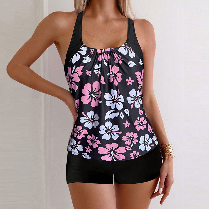 Marbella — Bedruckter Tankini mit Bauchkontrolle-Shorts