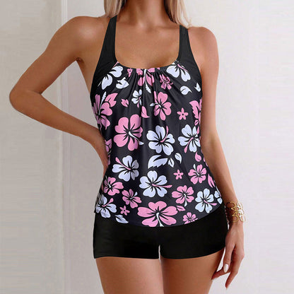 Marbella — Bedruckter Tankini mit Bauchkontrolle-Shorts
