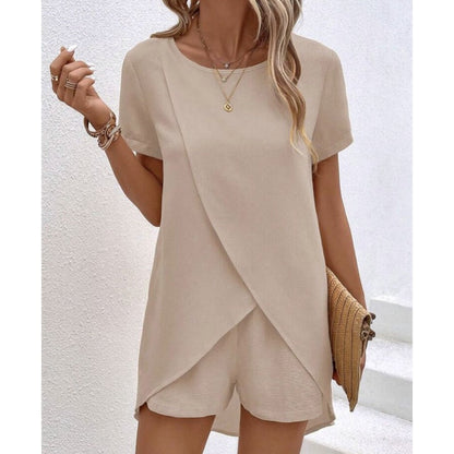 Vaelora — Asymmetrisches Top & Shorts Zweiteiliges Set