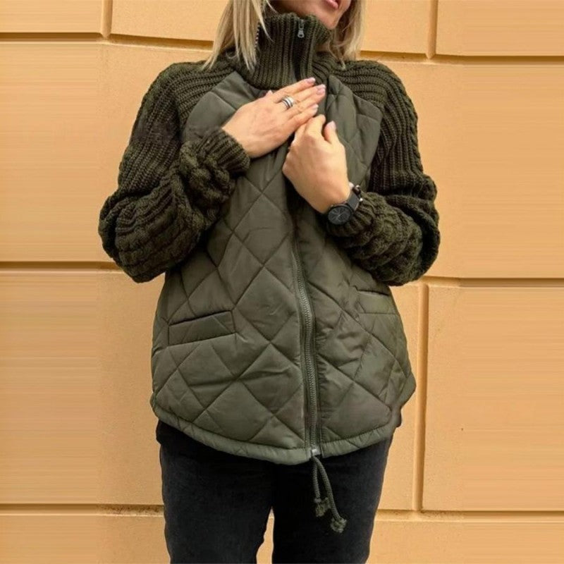 Marolina — Strick-Patchwork-Pufferjacke
