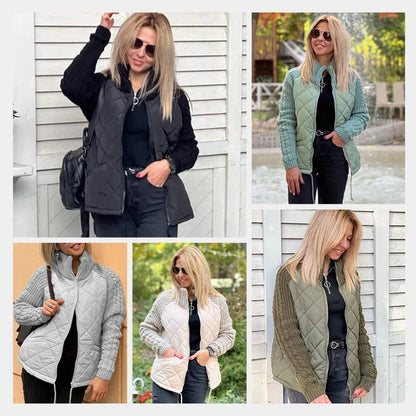 Marolina — Strick-Patchwork-Pufferjacke