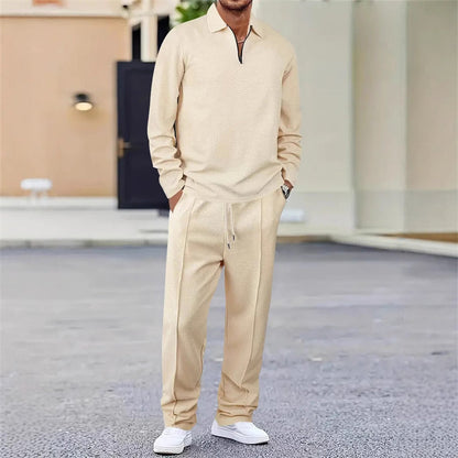 Dravencourt — Strick Sweatshirt mit Reißverschluss & Hose Set