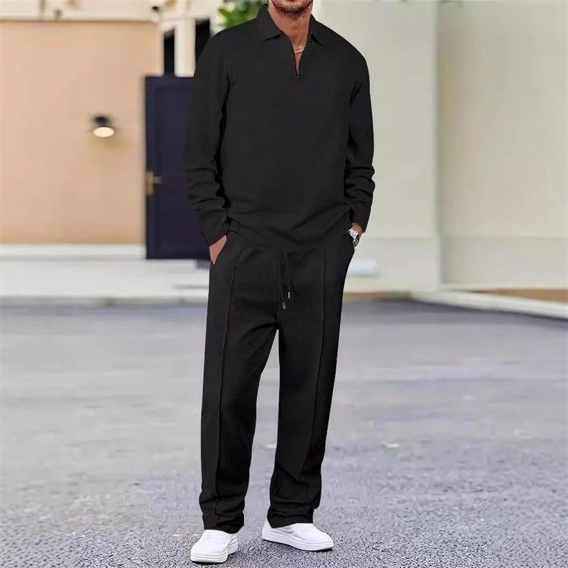 Théoline — Waffelstrick-Sweatshirt & Gerade Geschnittene Hose