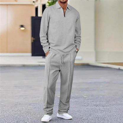 Théoline — Waffelstrick-Sweatshirt & Gerade Geschnittene Hose