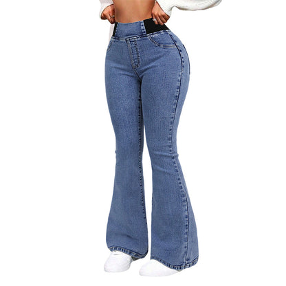 Solenne — Highwaist Stretch-Schlagjeans