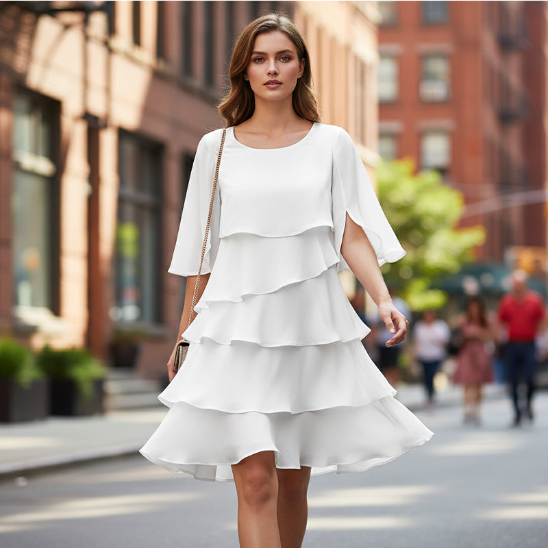 Florève — Midi-Kleid mit geschichteten Rüschensäumen