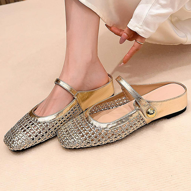 Verrandine — Gewebte Mary-Jane-Mules mit Eckiger Spitze