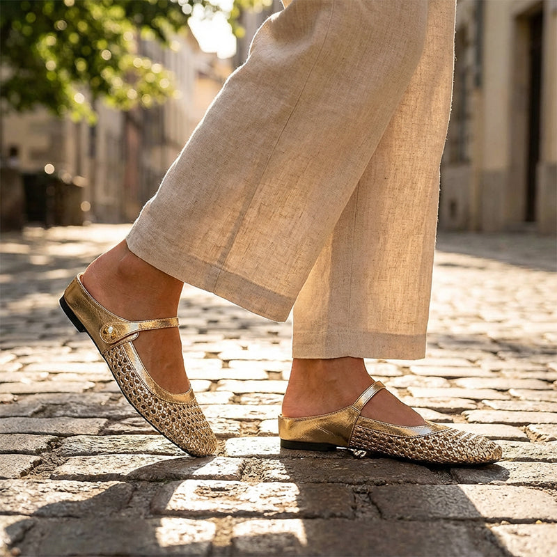 Verrandine — Gewebte Mary-Jane-Mules mit Eckiger Spitze