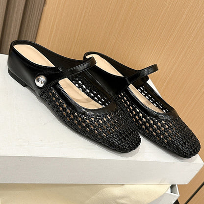 Verrandine — Gewebte Mary-Jane-Mules mit Eckiger Spitze