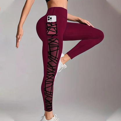Flexara — Hohe Taille Mesh-Panel Yoga Leggings