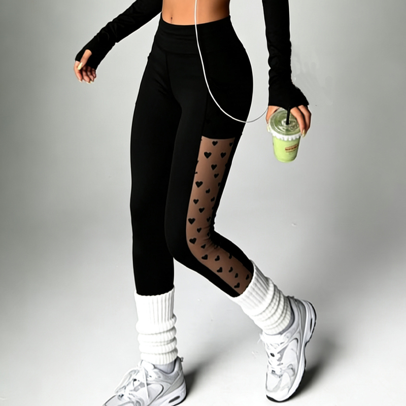 Flexara — Hohe Taille Mesh-Panel Yoga Leggings