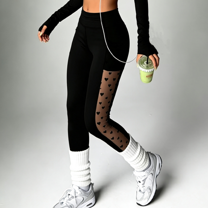 Flexara — Hohe Taille Mesh-Panel Yoga Leggings
