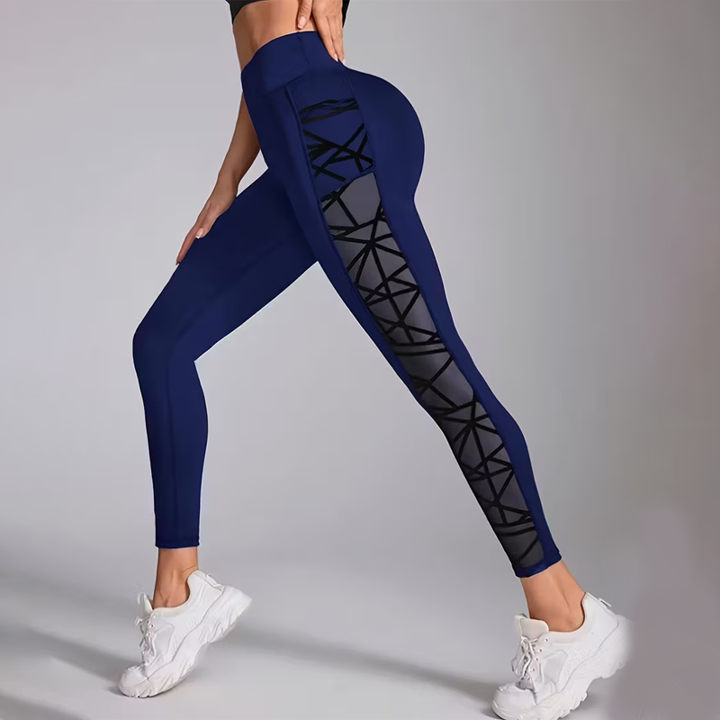 Flexara — Hohe Taille Mesh-Panel Yoga Leggings