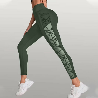 Flexara — Hohe Taille Mesh-Panel Yoga Leggings
