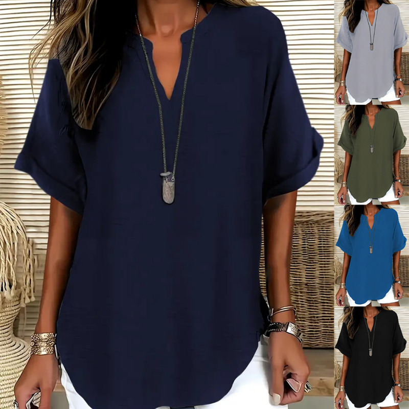 Thessaly — Locker Geschnittene Bluse mit Asymmetrischem Saum