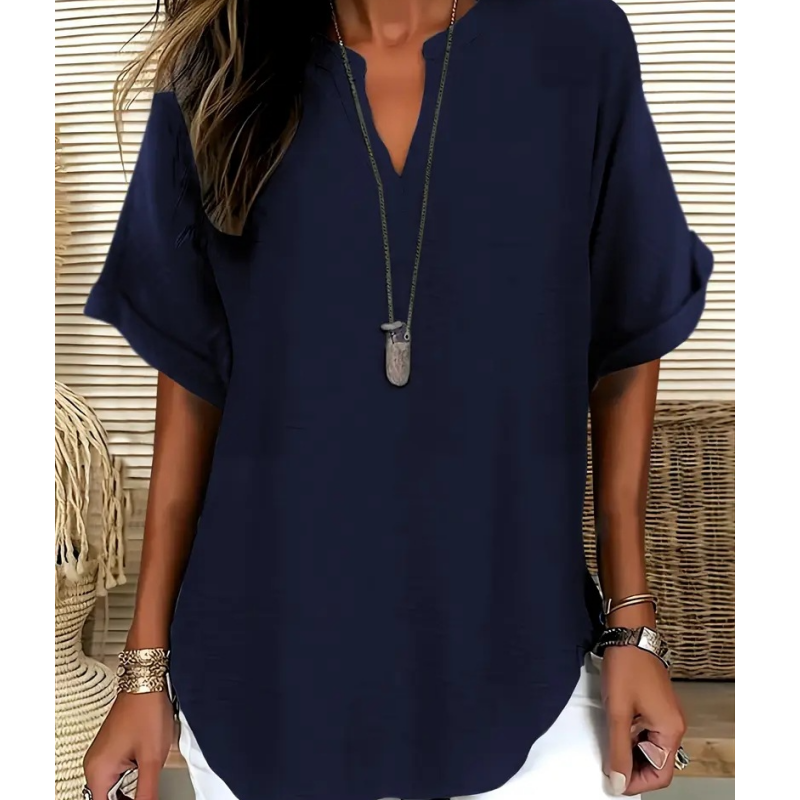 Thessaly — Locker Geschnittene Bluse mit Asymmetrischem Saum