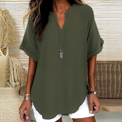 Thessaly — Locker Geschnittene Bluse mit Asymmetrischem Saum