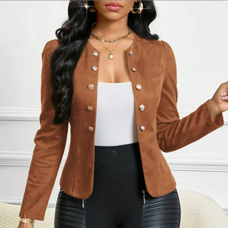 Verlaine — Kragenlose Wildleder-Imitat Jacke