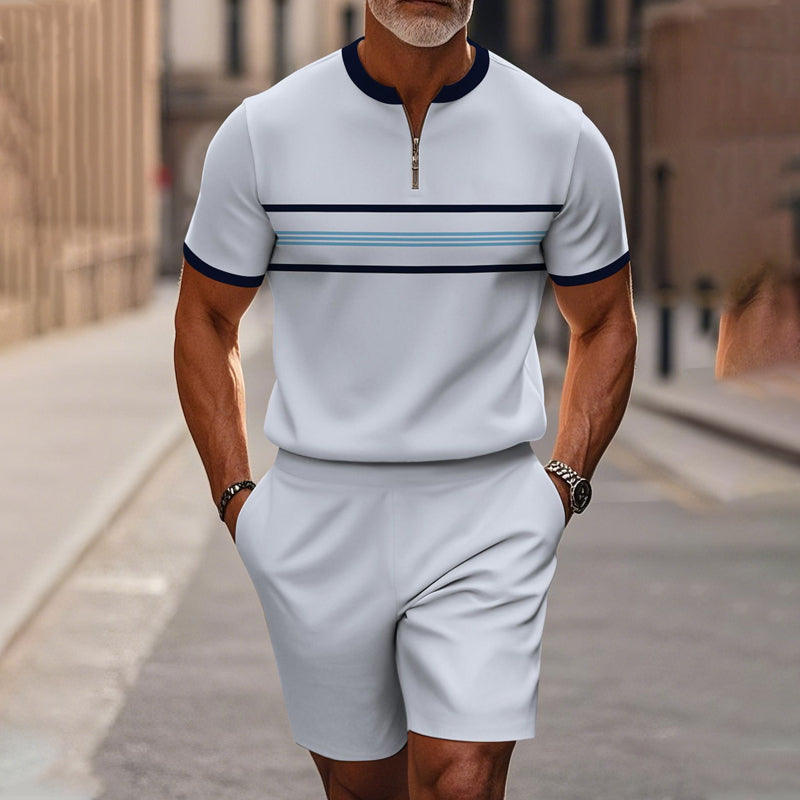 Zephyre — Herren Hemd mit Reißverschluss-Kragen & Shorts Set