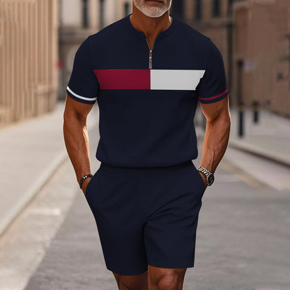 Zephyre — Herren Hemd mit Reißverschluss-Kragen & Shorts Set