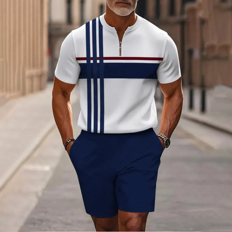 Zephyre — Herren Hemd mit Reißverschluss-Kragen & Shorts Set