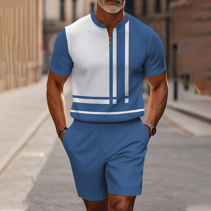 Zephyre — Herren Hemd mit Reißverschluss-Kragen & Shorts Set