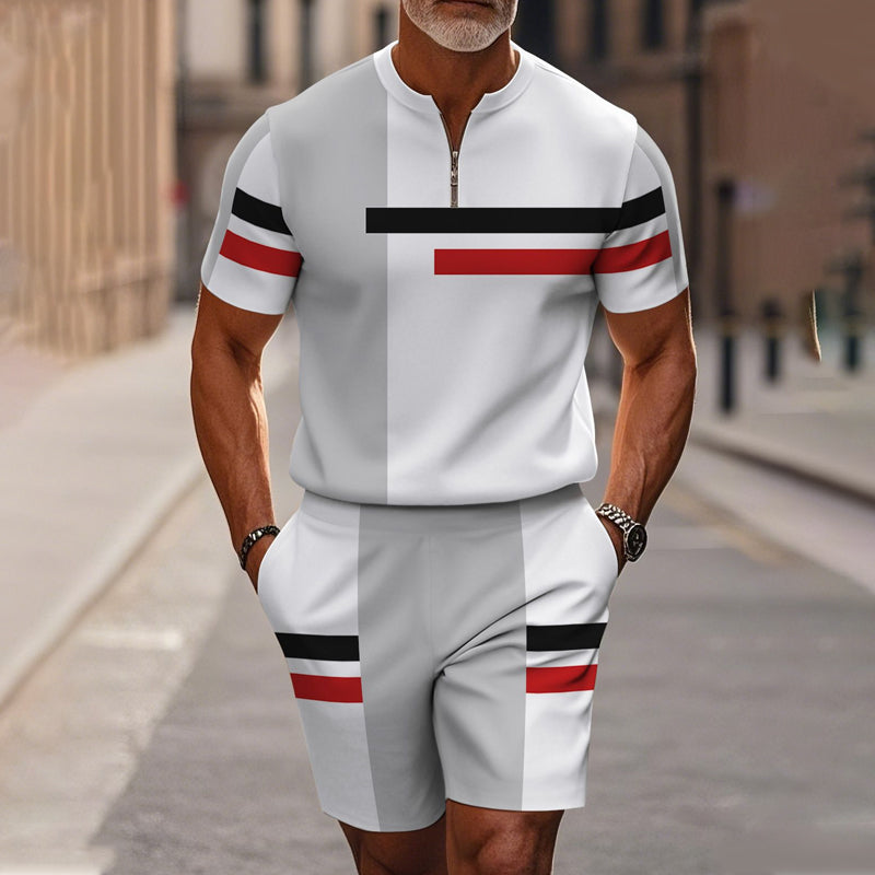 Zephyre — Herren Hemd mit Reißverschluss-Kragen & Shorts Set