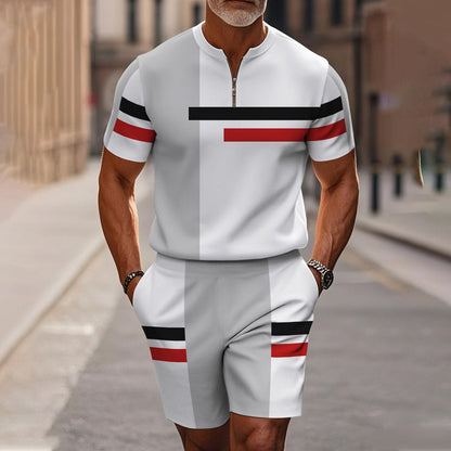 Zephyre — Herren Hemd mit Reißverschluss-Kragen & Shorts Set