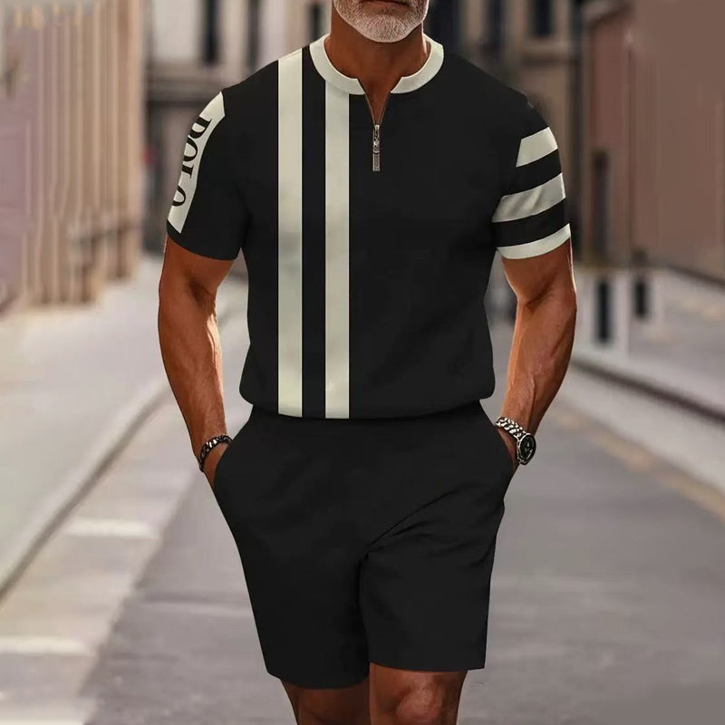 Zephyre — Herren Hemd mit Reißverschluss-Kragen & Shorts Set