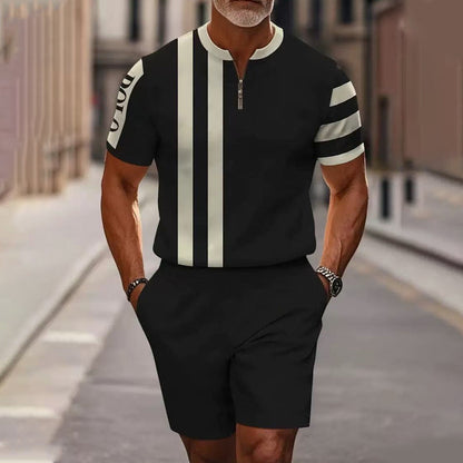 Zephyre — Herren Hemd mit Reißverschluss-Kragen & Shorts Set