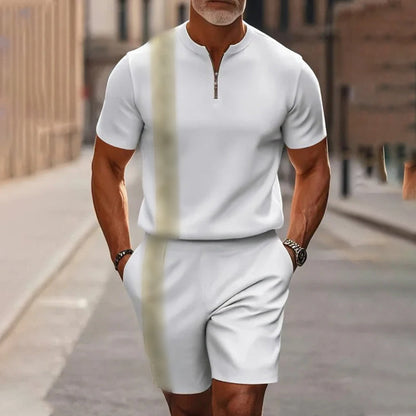 Zephyre — Herren Hemd mit Reißverschluss-Kragen & Shorts Set