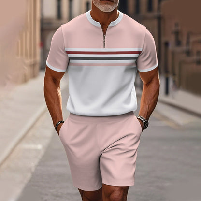 Zephyre — Herren Hemd mit Reißverschluss-Kragen & Shorts Set