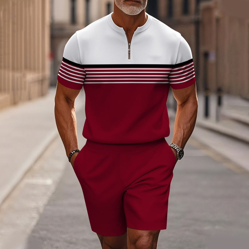 Zephyre — Herren Hemd mit Reißverschluss-Kragen & Shorts Set