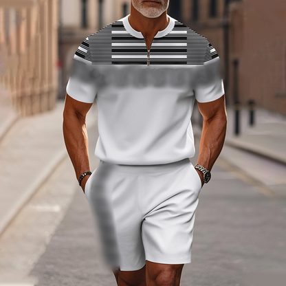 Zephyre — Herren Hemd mit Reißverschluss-Kragen & Shorts Set