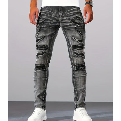 Fenwick — Slim-Fit Distressed Jeans in Grauer Waschung