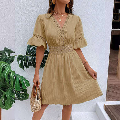 Dentelle — Spitzen-Ausschnitt Falten Sommerkleid