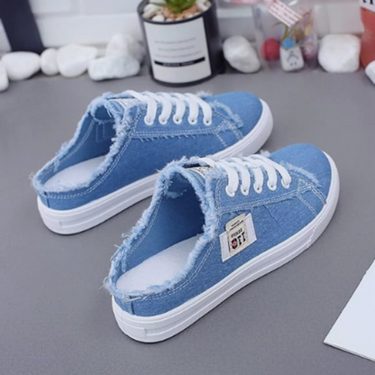 Denimule — Ausgefranster Denim Slip-On Sneaker