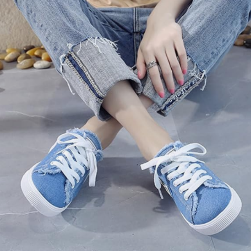 Denimule — Ausgefranster Denim Slip-On Sneaker