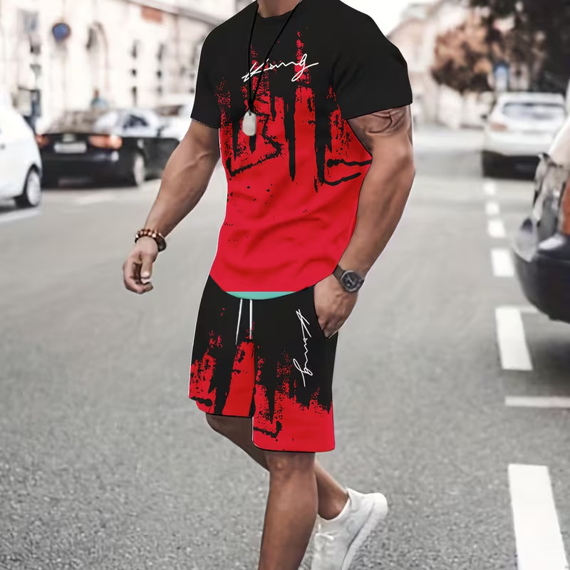 Rovale — Herren Grafik T-Shirt & Shorts Sommer Set