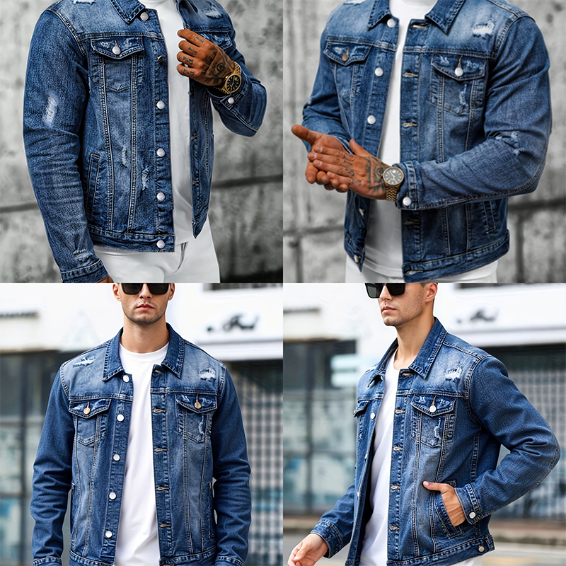 Bramwell — Vintage-Waschung Distressed Jeansjacke