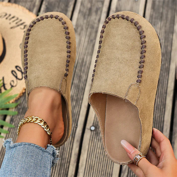 Maeven — Retro Wildleder Slip-On Mule Komfort Flach