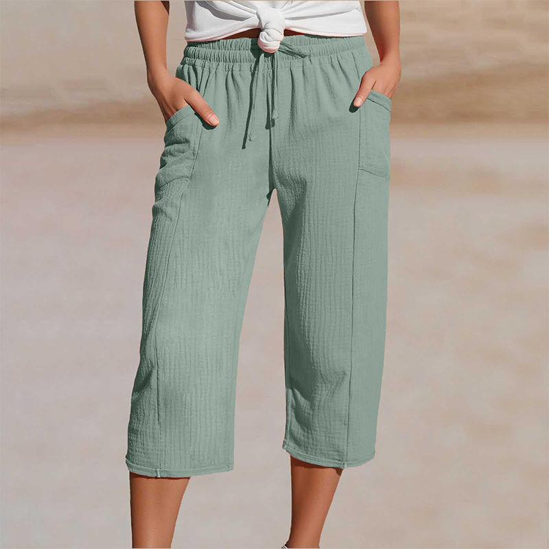 Linella — Baumwoll-Leinen Plissierte Weite-Hosen