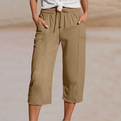 Linella — Baumwoll-Leinen Plissierte Weite-Hosen