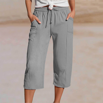 Linella — Baumwoll-Leinen Plissierte Weite-Hosen