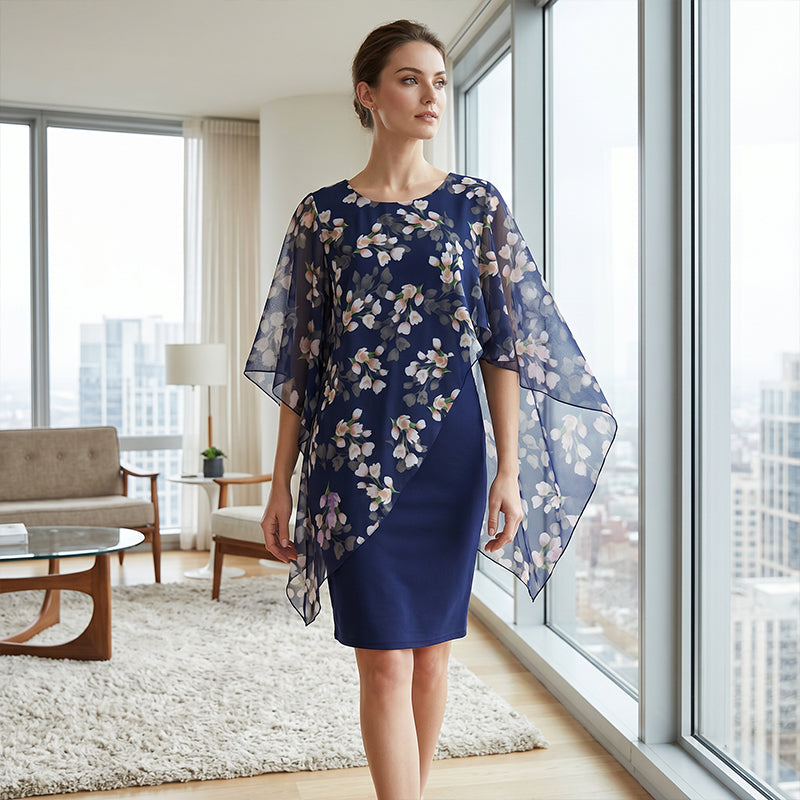 Camelia — Florale Überlagerung & Kleid Zweiteiliges Set