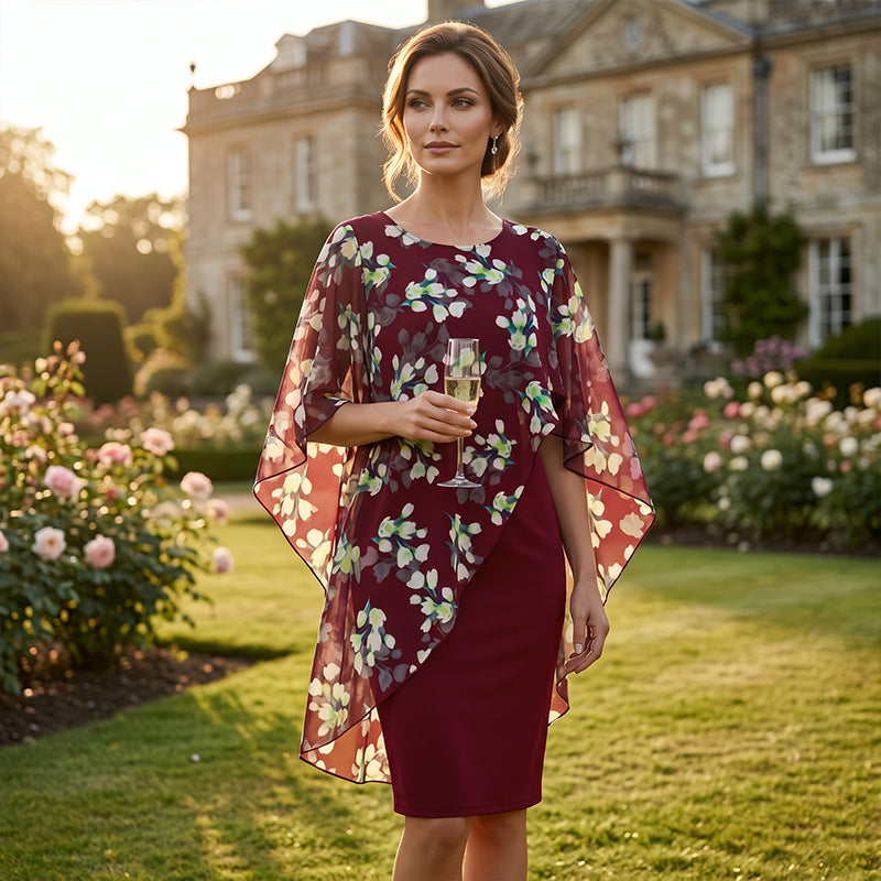 Camelia — Florale Überlagerung & Kleid Zweiteiliges Set